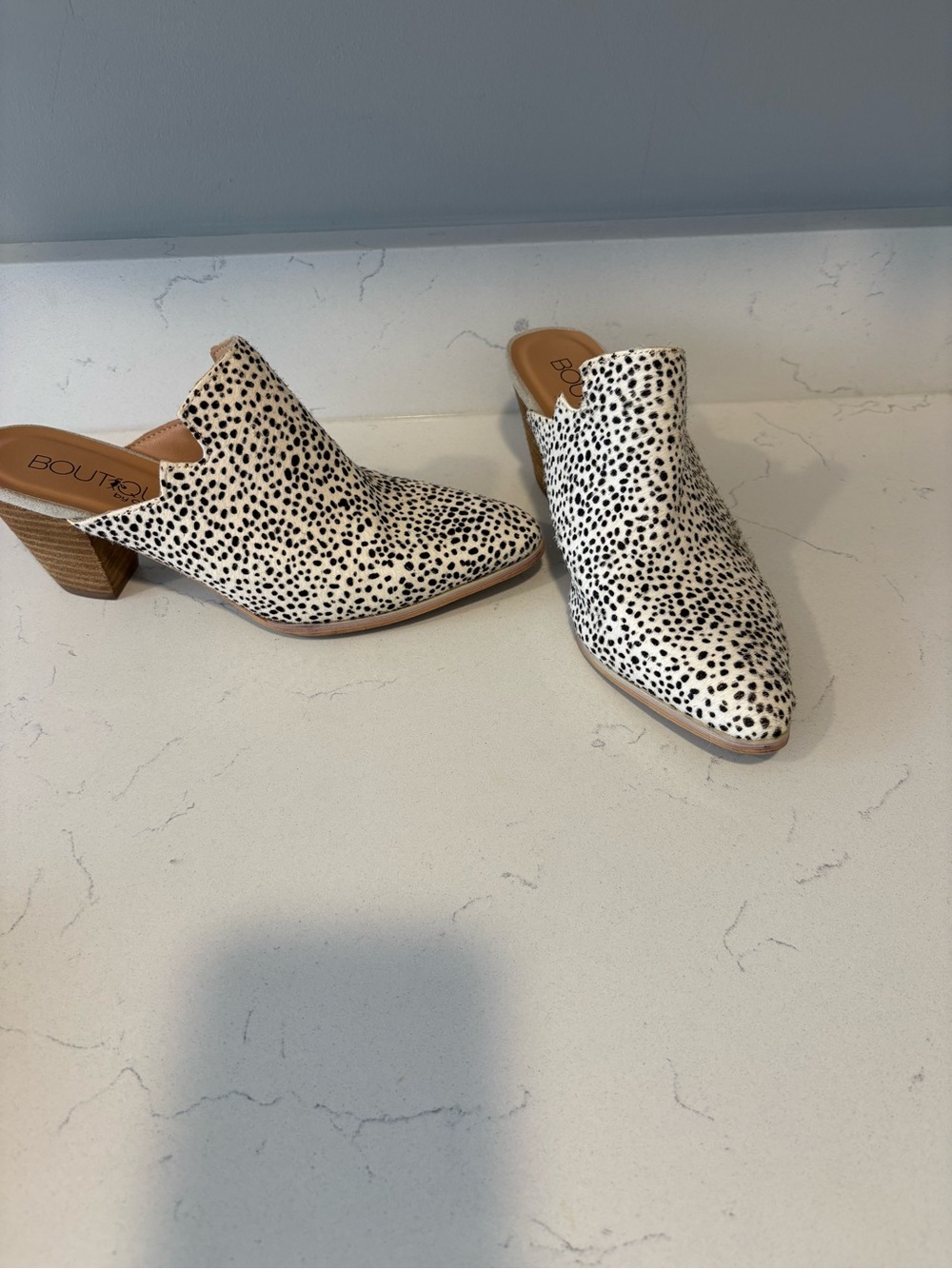Corkys Black and White Dalmatian Print Mule Heels